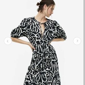 H&M linen blend dress safari print